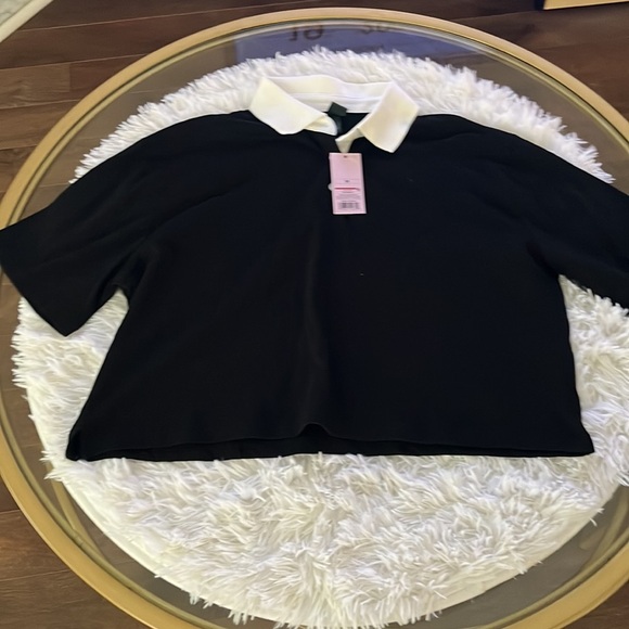(A) NWT size medium wild fable crop top black with white collar - Picture 3 of 4